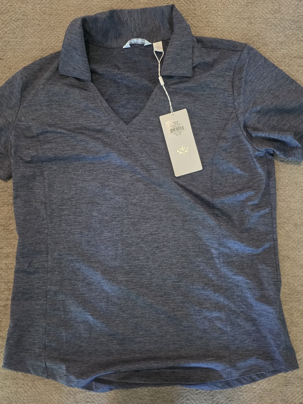 Lady Hagan's Ladies Polo V-Neck Shirt - Heather Blue - Medium